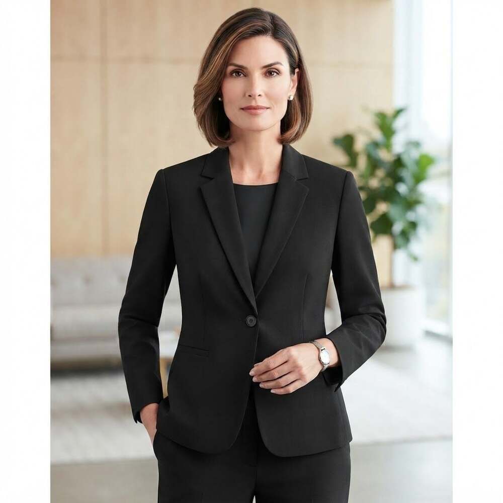Kasper Women's Black One Button Blazer Jacket Size 14